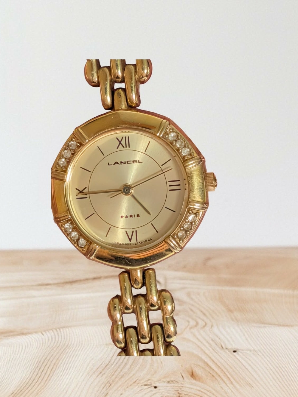 Lancel Paris Women's Gold-Tone Crystal Accent Bracelet Watch